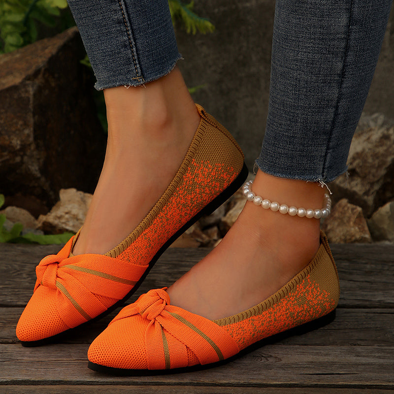 Fashionable Bow Colorblock Casual Flats-consonak