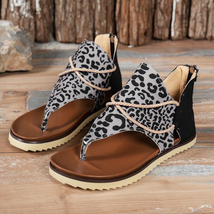 Independence Day Summer New Printed Back Zipper Roman Beach Sandals-consonak