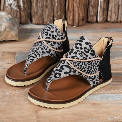 Independence Day Summer New Printed Back Zipper Roman Beach Sandals-consonak