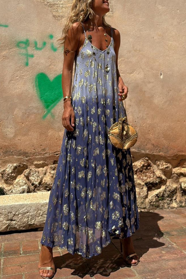 Bianca Tie Dye Gradient Flower Print Pocketed A-line Slip Maxi Dress-consonak