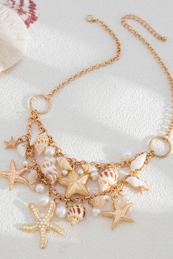 Bohemian Beach Shell Alloy Necklace-consonak