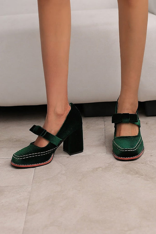 Square-toe Bow High Heels-Consonak