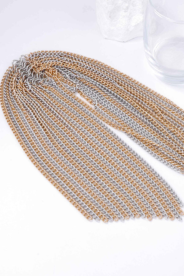 Exaggerated Layered Metal Chain Scarf-consonak