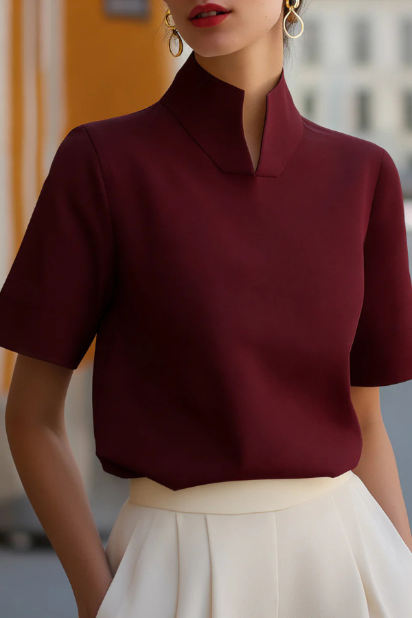 Stylish Stand-up Collar Short-sleeved Casual Chinese-style Shirt | Consonak