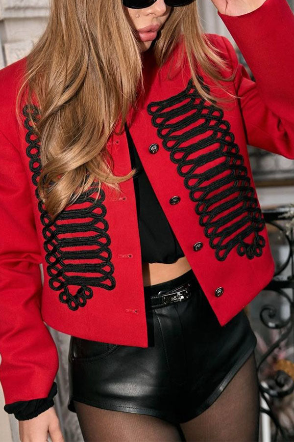 Aura Regal Military Corded Crop Jacket-Consonak