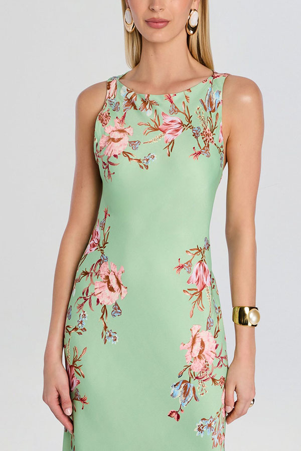 Love in Bloom Floral Print Asymmetrical Chiffon Cape Maxi Dress