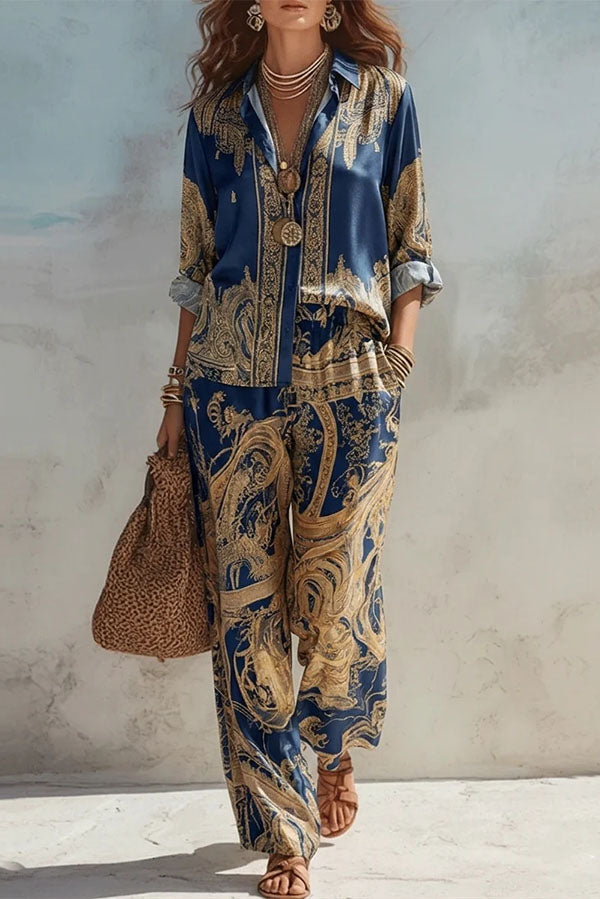 Vintage-Inspired Paisley Two-Piece Set-Consonak