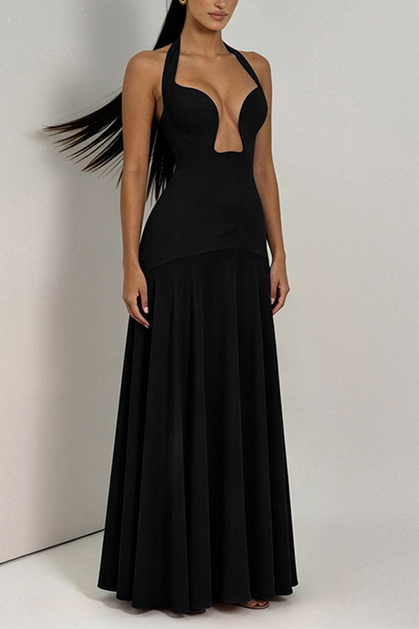 Seraphina Deep V Maxi Dress-Consonak