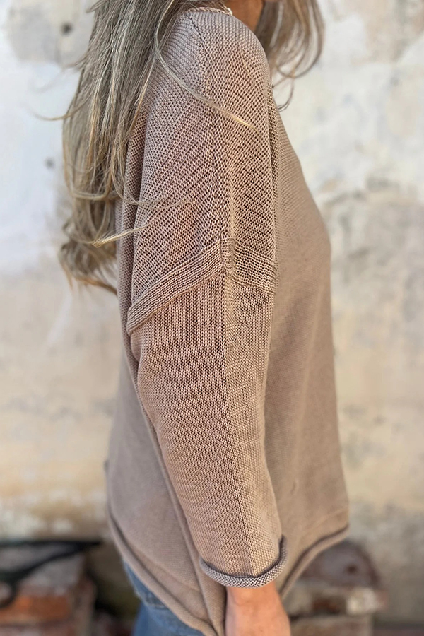 Autumn and Winter Knit V-neck Long Sleeve Pocket Casual Sweater-consonak