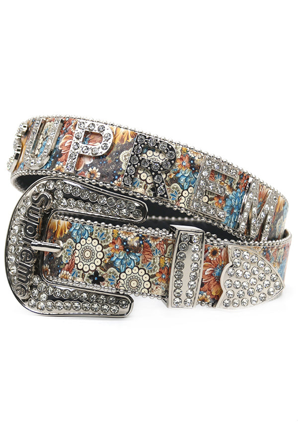 Fashionable Printed Rhinestone Letter-decorated Simple Belt-consonak