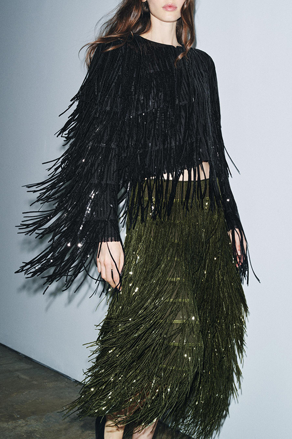 Party Crasher Layered Sequined Tassels Long Sleeve Loose Jacket-consonak