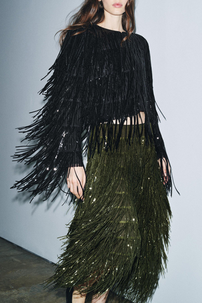 Party Crasher Layered Sequined Tassels Long Sleeve Loose Jacket-consonak