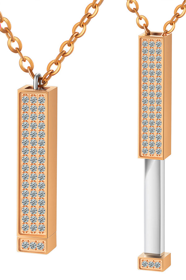 Stainless Steel Diamond Nesting Doll Retractable Three-dimensional Rod Necklace | Consonak