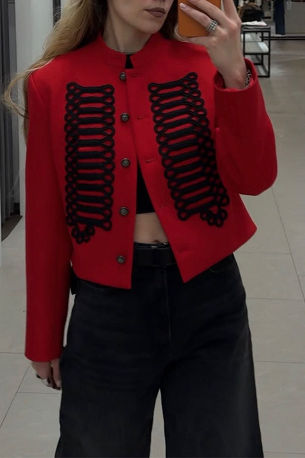 Aura Regal Military Corded Crop Jacket-Consonak