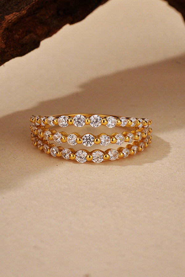 Fashionable Three-layer Micro-paved Zircon Ring-consonak