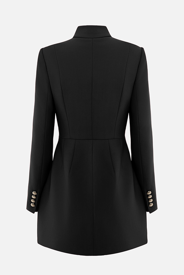 Elegant Long-sleeved Hollowed-out Button-down Slim-fit Mini Dress-consonak