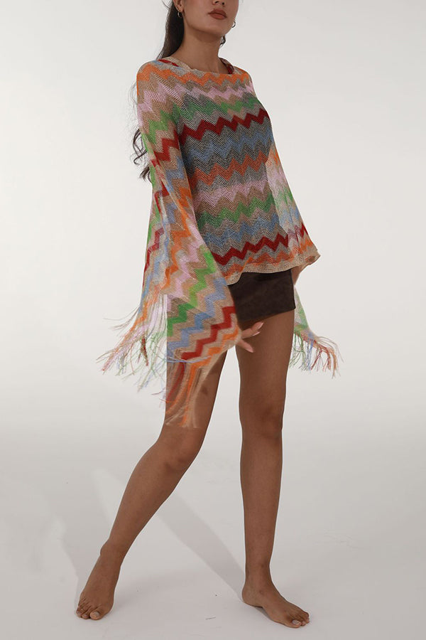 Fashionable Colorful Knitted Sunscreen Beach Shawl-consonak