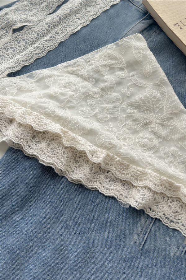 Elegant French Lace Triangle Scarf Tie Belt | Consonak
