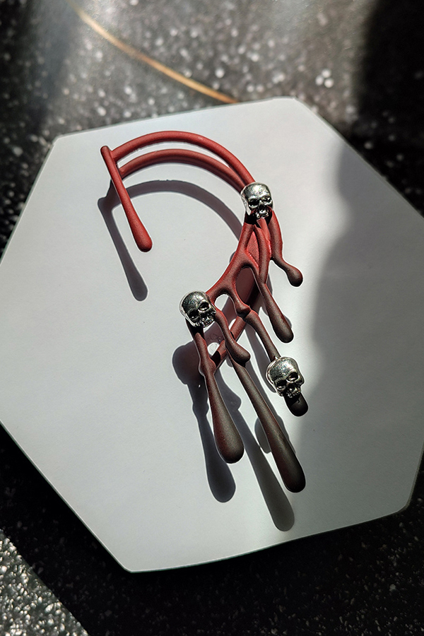 Halloween Lava Retro Burgundy Single Earrings-consonak