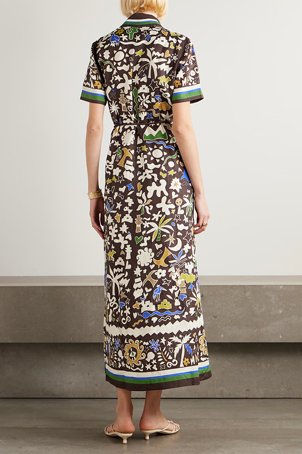 Bohemian Style Leopard Print Linen Shirt Dress | Consonak