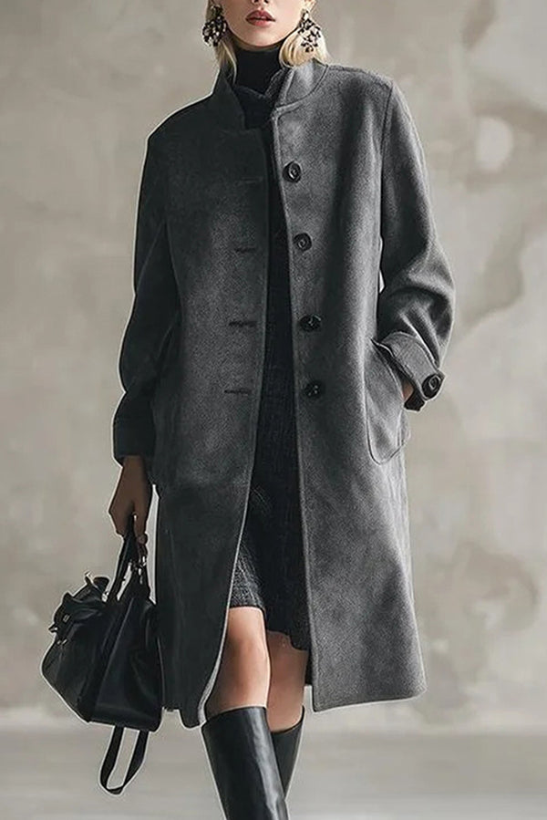 Stylish Long-sleeved Button-down Casual Long Coat-consonak