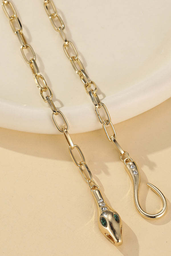 Vintage Metal Diamond Ouroboros Necklace-consonak