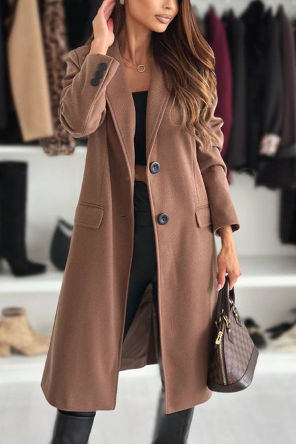 Fashionable Casual Lapel Long Sleeve Single Breasted Loose Coat-consonak