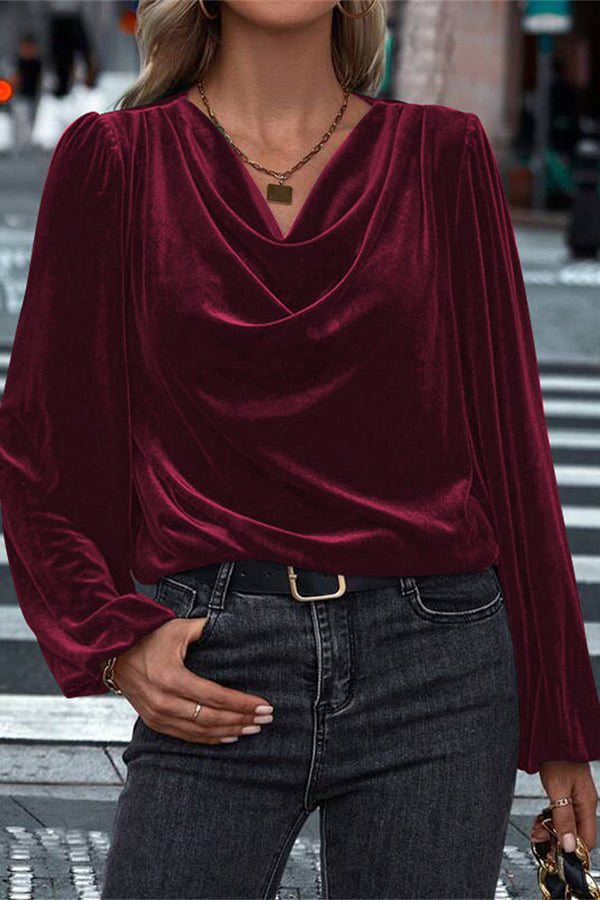 Fashionable Velvet Long-sleeved Loose Casual Top-consonak
