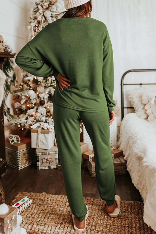 Christmas Sequin Long Sleeve Top and Elastic Waist Tie Pocket Pants Set-consonak