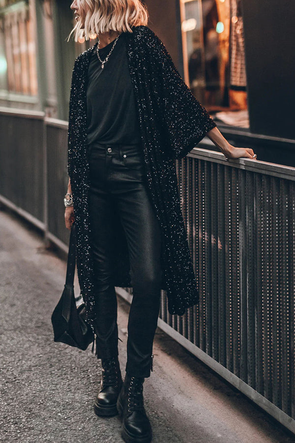 Disco Glamour Sequin Bell Sleeve Kimono | Consonak