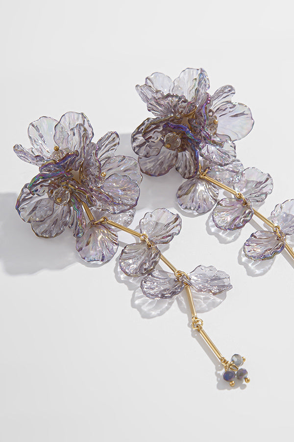 Fashionable Tassel Floral Mermaid Pearlescent Earrings-consonak