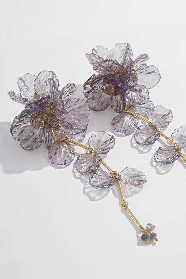 Fashionable Tassel Floral Mermaid Pearlescent Earrings-consonak