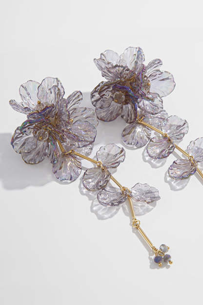 Fashionable Tassel Floral Mermaid Pearlescent Earrings-consonak