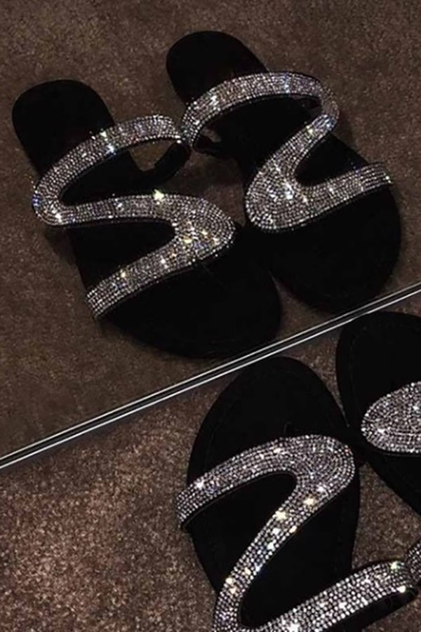 Summer Rhinestone Flat Beach Sandals-Consonak