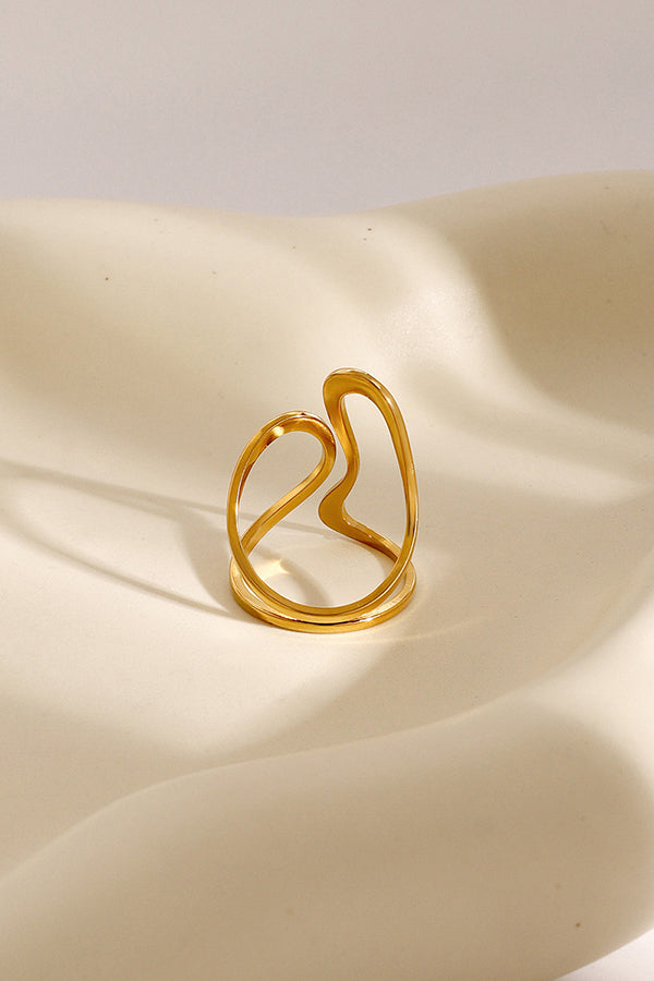 Simple Special-shaped Lines Stainless Steel Open Ring-consonak