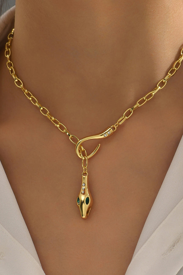 Vintage Metal Diamond Ouroboros Necklace-consonak