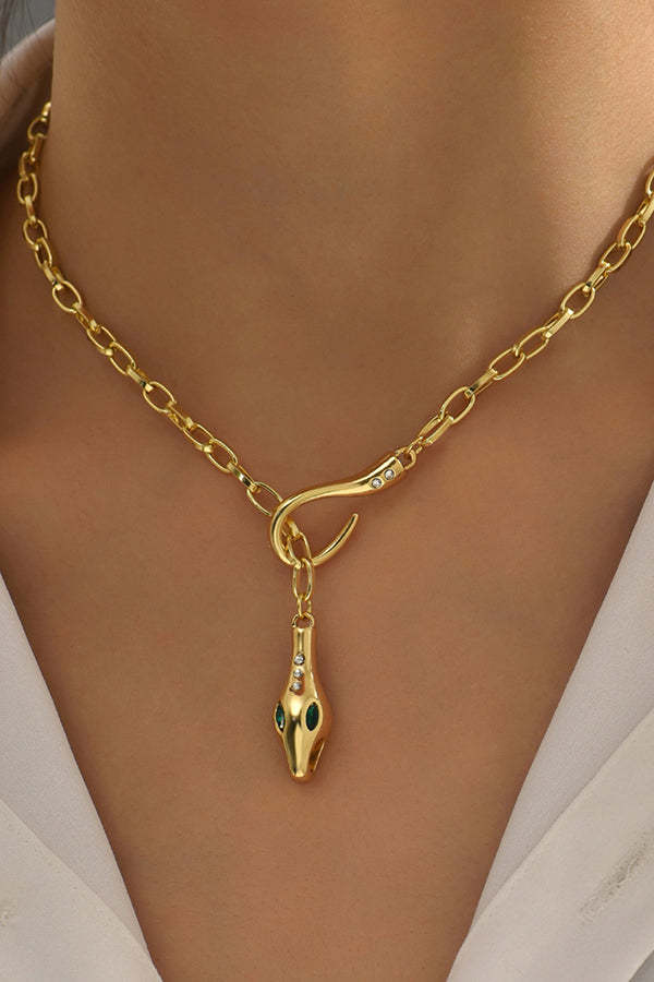 Vintage Metal Diamond Ouroboros Necklace-consonak