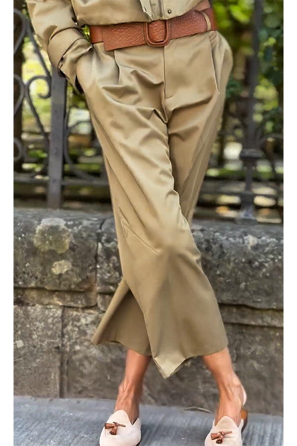 Classic Charm Mid-rise Pocketed Loose Cropped Pants | Consonak