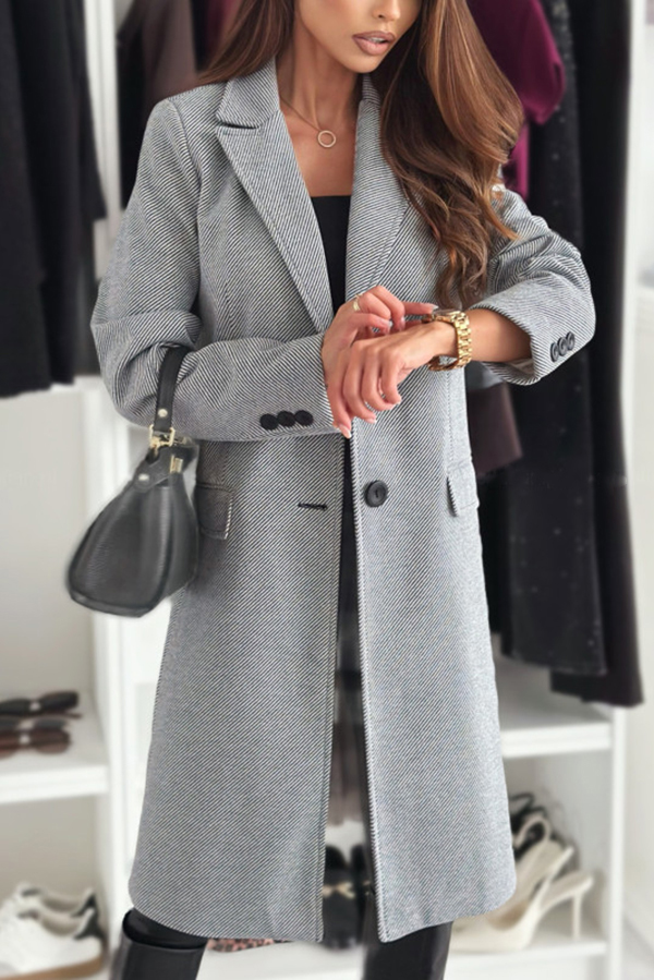 Fashionable Casual Lapel Long Sleeve Single Breasted Loose Coat-consonak