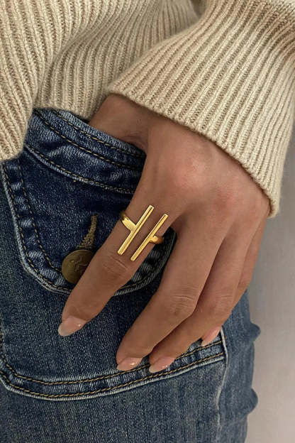 Fashion Stainless Steel Simple Line Ring-consonak