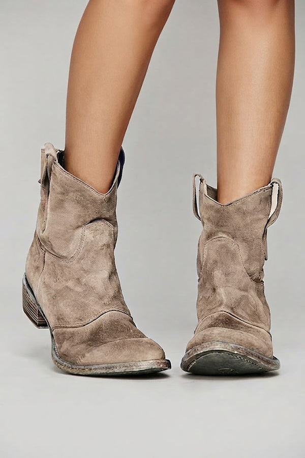 Faux Suede Mid-calf Boots with Low Heels-Consonak