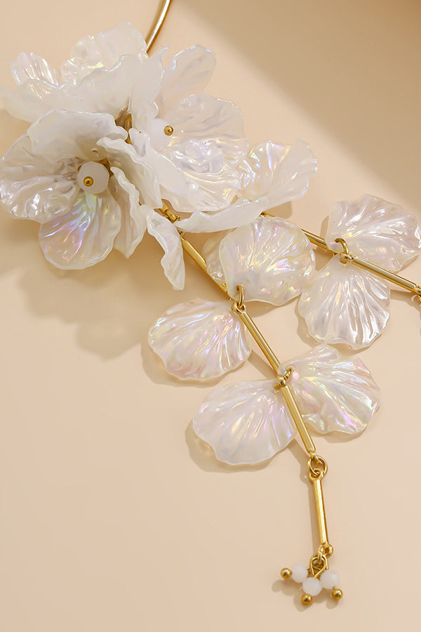 Fashionable Tassel Floral Mermaid Pearlescent Earrings-consonak