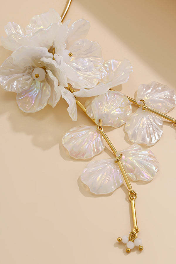 Fashionable Tassel Floral Mermaid Pearlescent Earrings-consonak