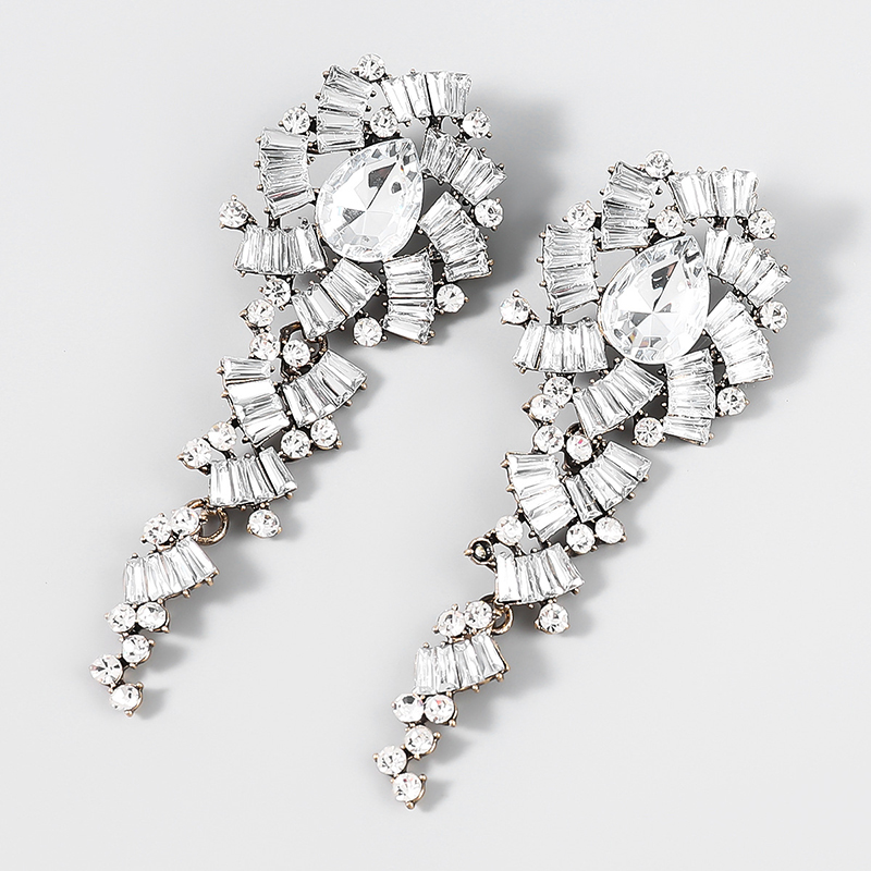 Retro Alloy Acrylic Flower Long Earrings-consonak