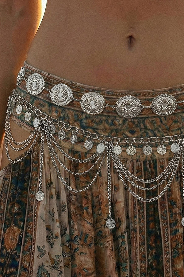 Vintage-style Ethnic Openwork Floral Body Chain-Consonak