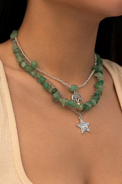 Ethnic Style Stacked Gravel Beaded Necklace-consonak