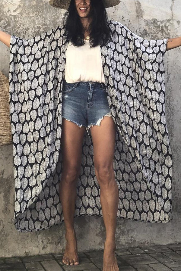 Hidden Island Boho Printed Kimono Beach Cover-up-consonak