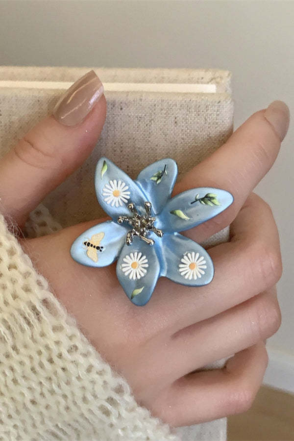 Colorful Dopamine Haze Blue Hand-painted Ring-consonak