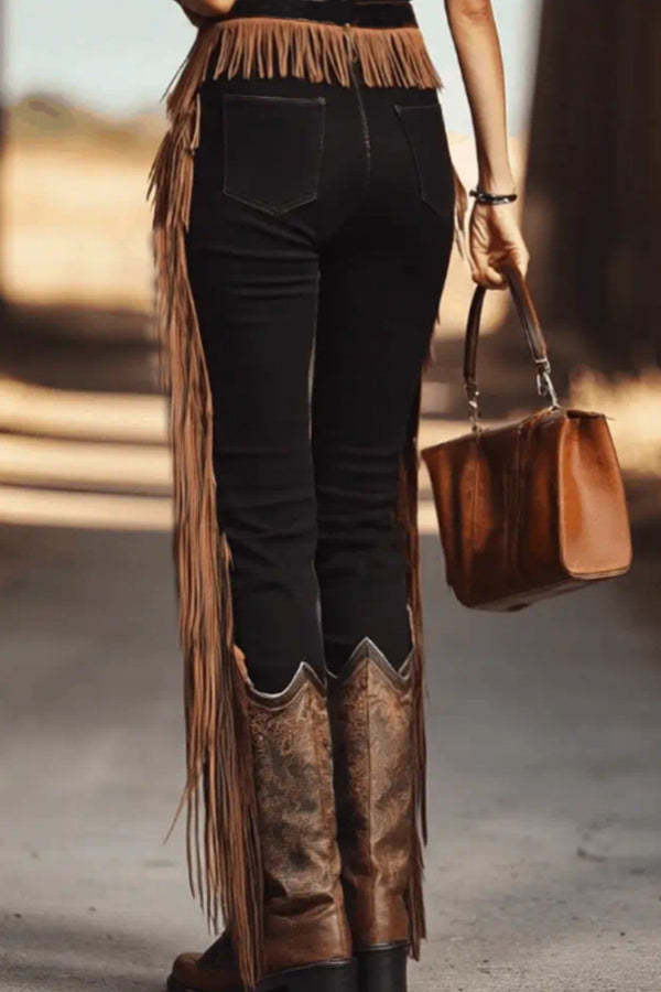 Fashionable Tassel Slim-fit Casual Pants-consonak