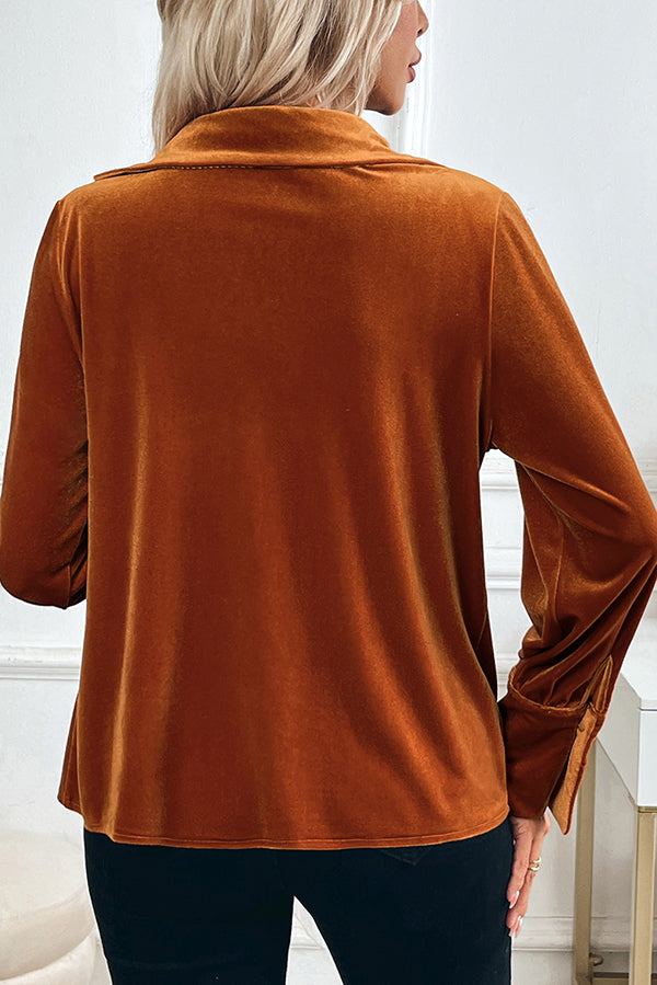 Solid Color Velvet Long-sleeved Casual Loose Shirt-consonak